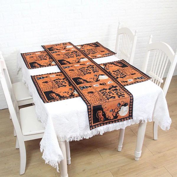 Tapetes de mesa Halloween American Tea Pano Almofada Ins Fio Tecelagem Jacquard Bandeira Multi Funcional Tassel S