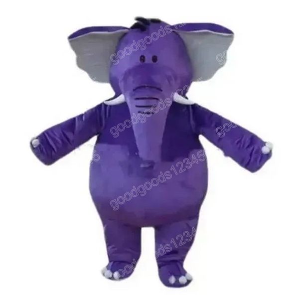 Costumi della mascotte dell'elefante viola di Natale Vestito da festa operato da Halloween Personaggio dei cartoni animati Carnevale Natale Pubblicità Costume da festa di compleanno Vestito unisex