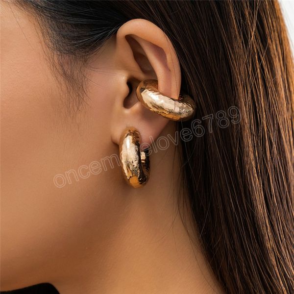 Punk Chunky Runde Kreis Clip Ohrring für Frauen Gold Farbe C Form Keine Piercings Gefälschte Knorpel Ohr Manschette Party schmuck Geschenke