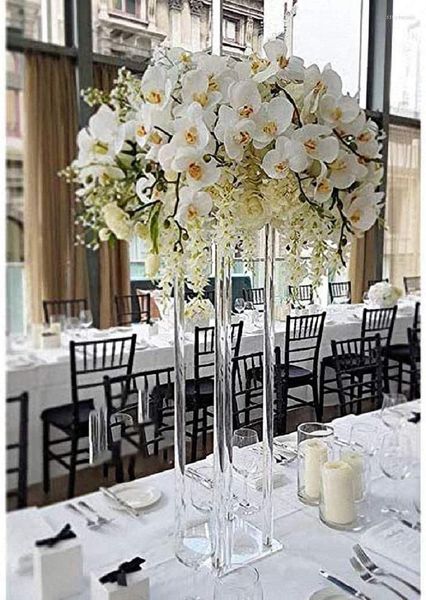 Party Dekoration 1 stücke Acryl Boden Vase Klare Blume Tisch Herzstück Für Hochzeit Vintage Floral Stand Säulen Hochzeit