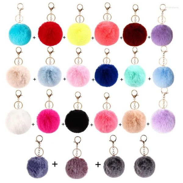 Chaveiros 22 peças Pom Faux Fur Balls Keyring 12cm Fofo com Chaveiro Ganchos Bolsa Charme