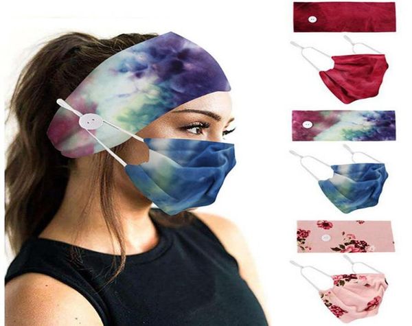 Maschera per il viso in cotone traspirante Ps Fascia per capelli Yoga Sport Bottone stampato Fascia elastica Maschere antipolvere Foulard Accessori Wholesa291r8451595