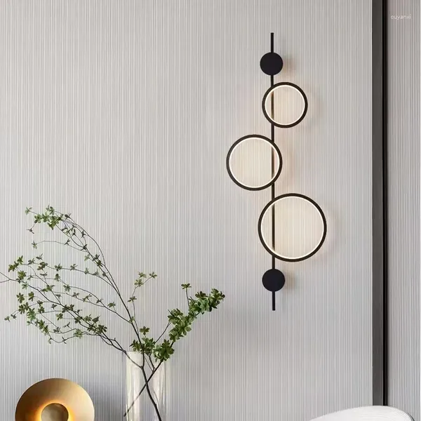 Lâmpadas de parede Minimalista Nordic Light Luminária Preto TV Fundo Quarto Sala de estar LED Long Strip Sconce Lâmpada de cabeceira