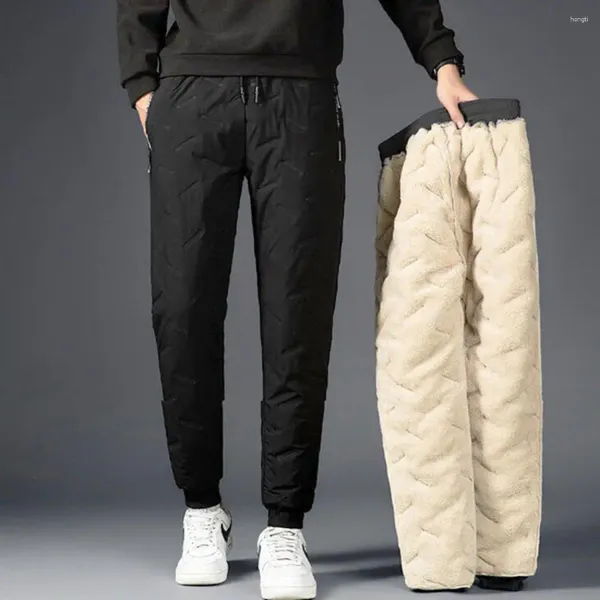 Pantaloni da uomo 2023 di Alta Qualità Degli Uomini di Inverno Caldo Lana D'agnello Addensare Pantaloni Della Tuta All'aperto Per Il Tempo Libero Antivento Da Jogging Pantaloni di Marca