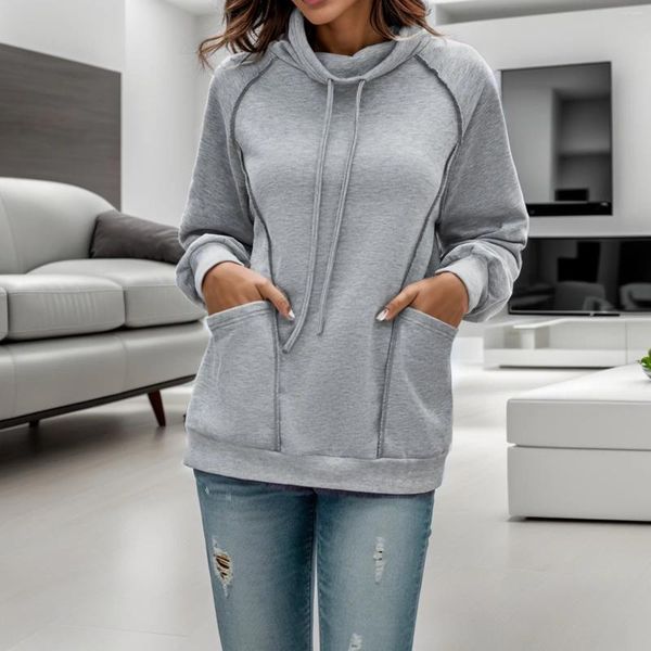 Felpe con cappuccio da donna tunica lavorata a maglia felpa pullover con impunture a maniche lunghe comoda casual da donna per l'autunno e l'inverno