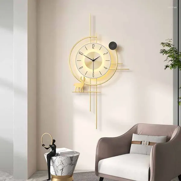 Relógios de parede Relógio digital silencioso adesivo arte nórdica sala de estar luxo ouro iluminado reloj de pared móveis para casa