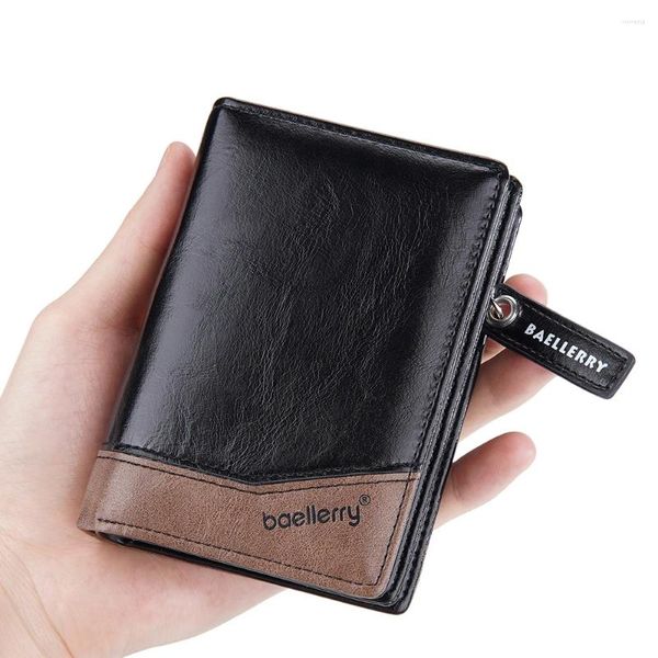 Carteiras Minimalista Carteira Homens Patchwork Titular Curto Multifuncional Moeda Bolsas Jovem Masculino Business Money Clip