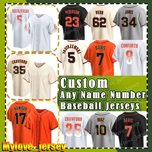 San Francisco Mike Yastrzemski Jersey Baseball Brandon Crawford Davis Thairo Estrada Mitch Haniger Camilo Doval Logan Webb Taylor Rogers Michael Conforto Junis