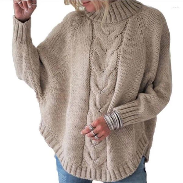 Suéteres femininos europa outono inverno pulôver feminino grande tamanho solto manga morcego camisola de malha feminina moda streetwear