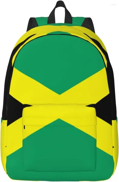 Rucksack, lässig, leicht, Jamaika-Flagge, Laptop, Herren, Damen, Reisetasche, Outdoor, Segeltuch, Tagesrucksack