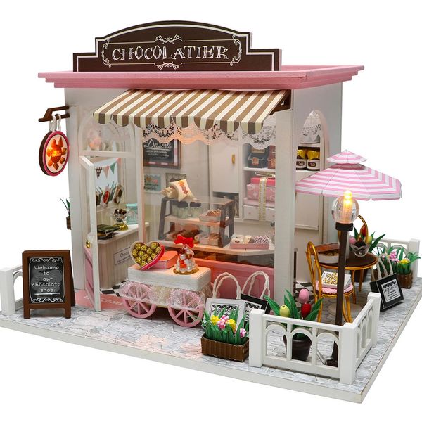 Acessórios para casa de boneca Cutebee DIY Dollhouse Kit Miniatura Dollhouse Furniture Kit com brinquedos LED para crianças presente de aniversário 231027