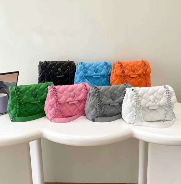 Kurt Geiger для женщин с дизайном головы орла, сумки-цепочки с ромбовидной сеткой, сумки в иностранном стиле с флип-топом через плечо, европейская мода онлайн, красная упаковка
