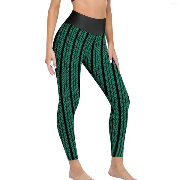 Активные брюки в полоску с принтом, женские зеленые и черные леггинсы для йоги с высокой талией, забавные эластичные спортивные штаны на заказ