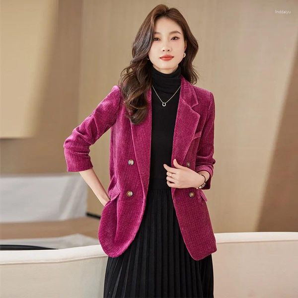 Damenanzüge Hochwertiger Stoff Blazer Jacken Mantel für Frauen Herbst Winter Professional Business Arbeitskleidung Outwear Tops Kleidung OL