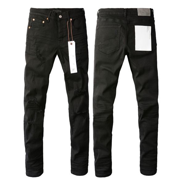 Jeans da uomo impilati jeans da uomo buco azzurro grigio scuro marca uomo pantaloni lunghi pantaloni streetwear denim skinny slim dritto biker jean pantaloni di alta qualità jeans firmati