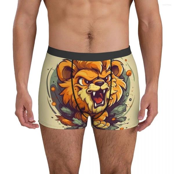 Underpants Lion Underwear Dos Desenhos Animados Engraçado Calcinha Respirável Sublimação Boxer Breve Bolsa 3D Homem Oversize Boxershorts