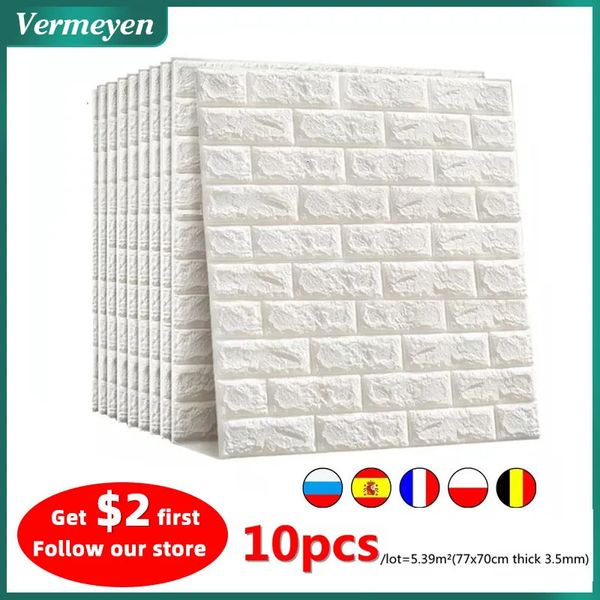 Adesivos de Parede 10pcs 3D Adesivo de Parede Imitação Tijolo Quarto Decoração de Casa de Natal À Prova D 'Água Papel de Parede Autoadesivo para Sala de Estar 231027