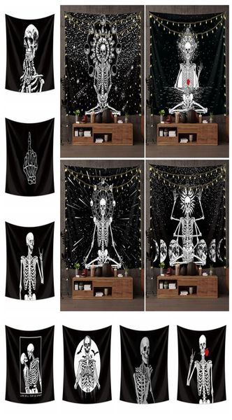 Tapeçaria de caveira euramericana moda poliéster parede pendurada Hallowmas decoração impressa toalha de mesa tapete de ioga toalha de praia festa bar backdr3482743