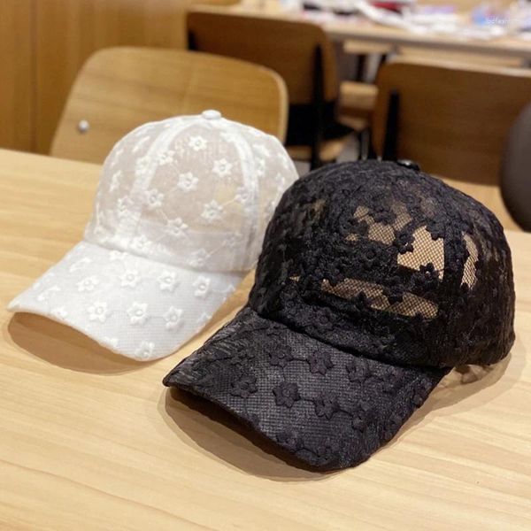Visori signore Summer Baseball Cap Lace Flowers Hat traspirante per donne Mesh Girls Snapback Hip Hop Fashion Caps femminile