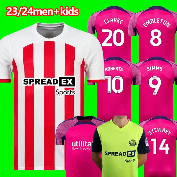 23 24 SUNDERLAND Heimfußballtrikots 2023 2024 STEWART SIMMS ROBERTS AMAD CLARKE DAJAKU EMBLETON EVANS O039 NIEN Fußballtrikot PRITCHARD Herren-Kinderset 2XL