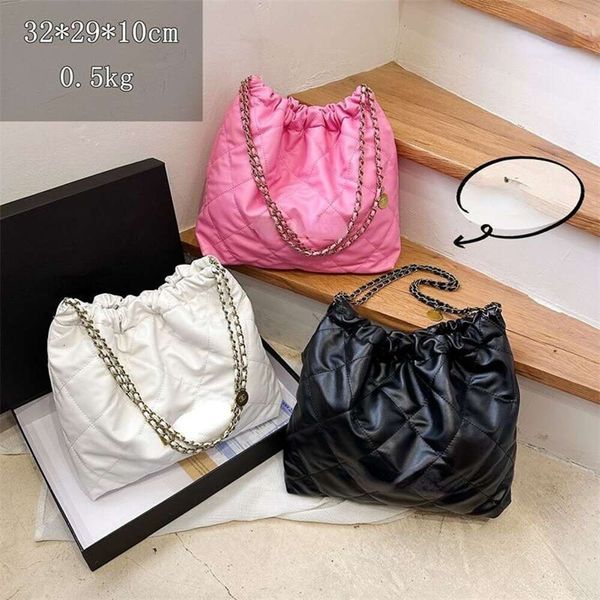 Luxo 22bag bolsa de ombro de couro mulheres totes bolsa designer saco cc diamante padrão axilas sacos de corrente mulheres totebag grande capacidade compras b ag