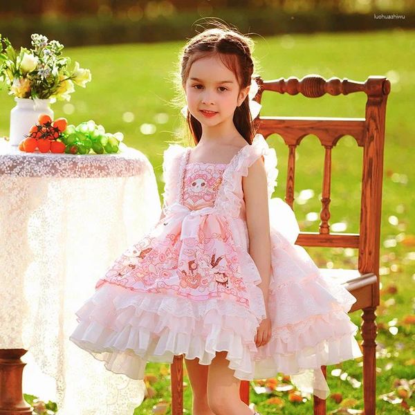 Mädchen Kleider Baby Kleid Kleidung Spanisch Vintage Kleid Schleife Rüschen Nähte Ärmellos Lolita Prinzessin Für Mädchen Sommer Stil