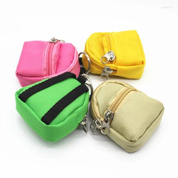 Portachiavi 1PC color caramella mini zaino portamonete portachiavi donna portatile piccolo portafoglio borse in nylon auricolare porta carte chiave