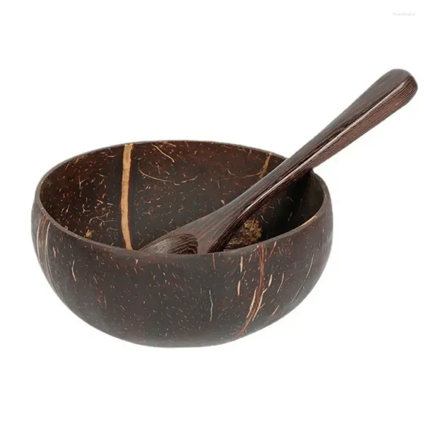 Tigelas 1 conjunto de recipiente reutilizável de arroz ramen salada de casca de coco tigela utensílio de cozinha