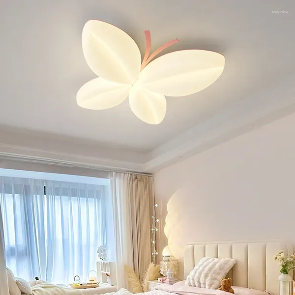 Plafoniere Nordic Warm Children's Room Romantic Butterfly Light LED Creative Princess Little Girl Bedroom Lamps