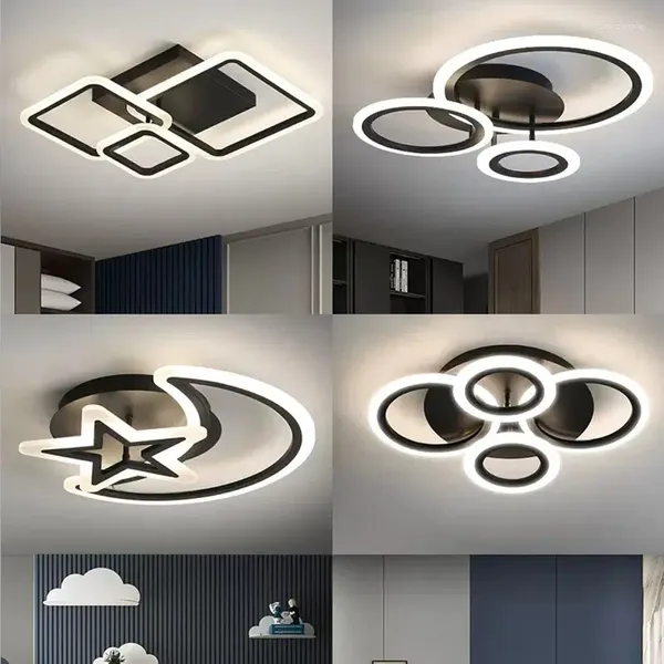 Deckenleuchten, modernes LED-Licht, minimalistisches schwarzes Acryl, dimmbar, für Schlafzimmer, Esszimmer, Wohnzimmer, Arbeitszimmer, Beleuchtungskörper, Glanz