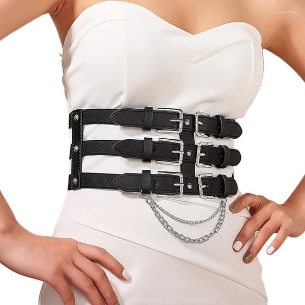 Cintos Punk Cintura Cinto Mulheres Halloween Couro Corpo Magro Ajustável Com Suspender Para Festa Night Club Dropship