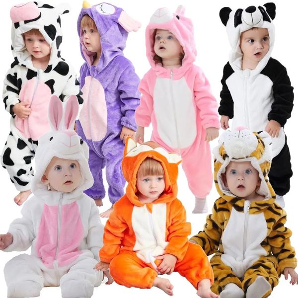 Pijamas Kigurumi Anime Onesie Crianças Unicórnio Pijama 1 2 3 4 Anos Pato Coelho Coruja Animal Cosplay Roupas Inverno Macio Quente Crianças Pijamas 231027