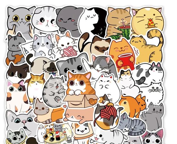 10/30/50PCS Cartoon Nette Lustige Katze Tier Kreative Graffiti Aufkleber Fahrrad Skateboard Auto Helm Notebook Computer Großhandel