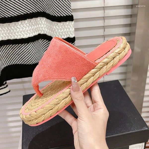 Chinelos toalha pano verão flip flops deslizamento em sapatos de plataforma de corda para mulheres outwear mules designer doce slides femininas