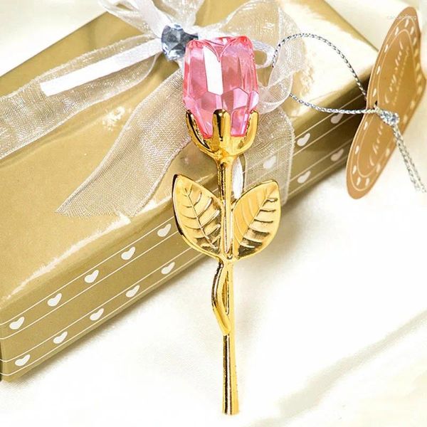 Flores decorativas mini cristal rosa flor artificial com haste de metal ramo suprimentos de casamento favores de festa presente do dia dos namorados