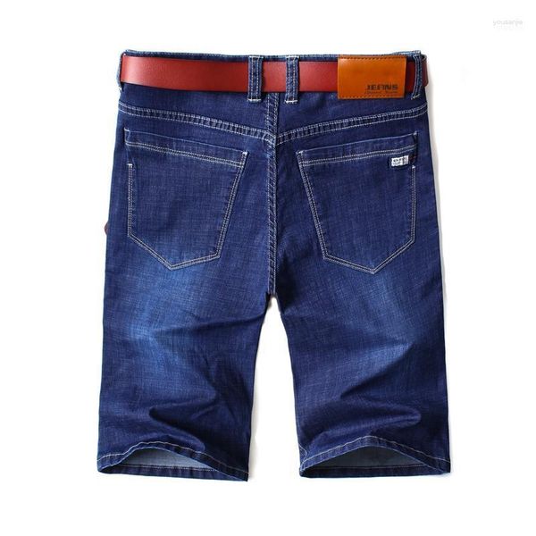 Calças de brim masculinas 2023 mens verão estiramento leve azul denim curto para homens jean shorts calças plus size grande 42 44 46