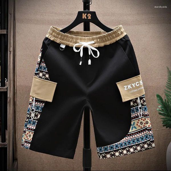Erkek şort patchwork yarım pantolon kıyafetleri yaz Kore lüks giyim erkek için erkek spor basketbol sokak kıyafetleri 4xl 2023