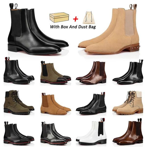 2024 Botas de Homem Luxury Designer Men Fashion Boots Red Bottoms  Over The Knee Martin Boot Mens Office Booties