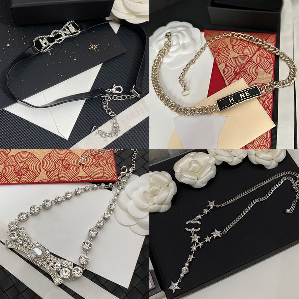 Damen-Anhänger-Halskette, Marken-Buchstabe, 18 Karat vergoldetes Silber, Kupfer, Luxus-Geschenk-Halsband, Luxus-Hochzeitsfeier, Kristall-Frauenschmuck, Weihnachtsgeschenk im Großhandel