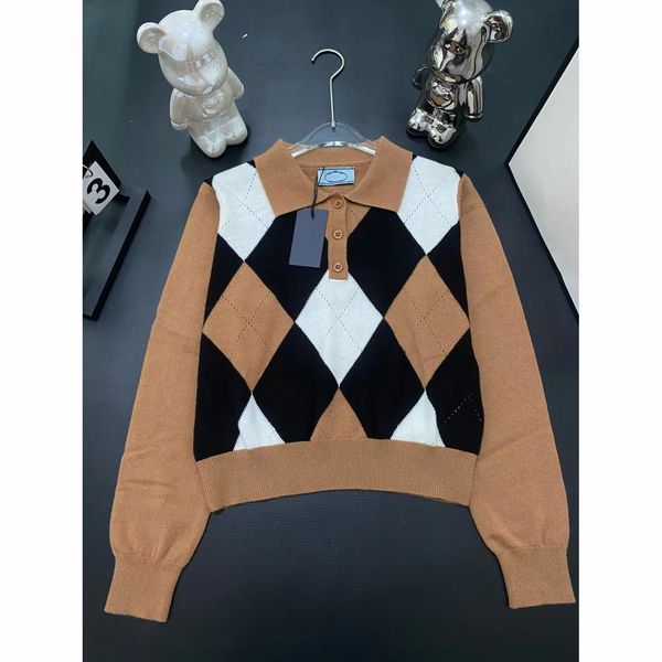 Designer de moda pulôver com capuz monograma diamante-xadrez top de duas cores com capuz estampado floral suéter de lã de cor mista para mulheres