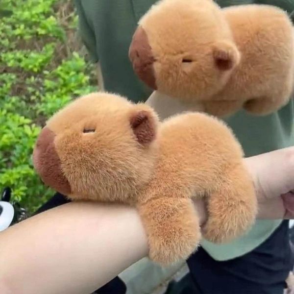 Braccialetti con ciondoli Adorabile capibara peluche morbido animale di peluche braccialetto schiaffo per bambini collezionisti braccialetto giocattolo festa