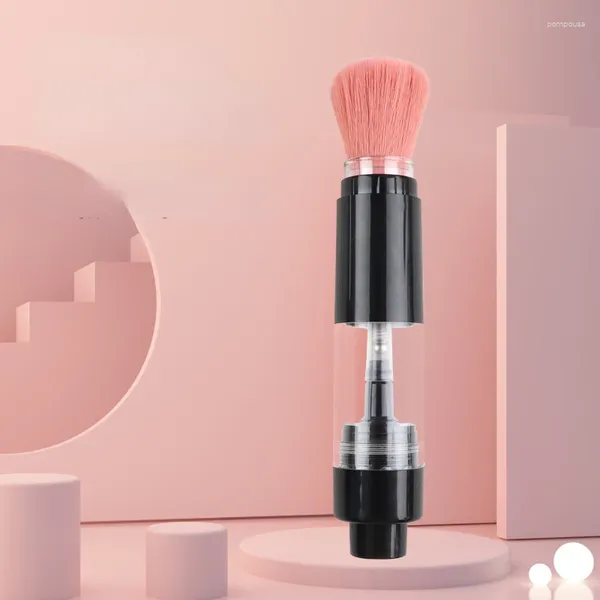 Pincéis de maquiagem recarregáveis escova de pó fibra artificial fundação cosmética blush ferramenta grande dispensador cerdas macias densas