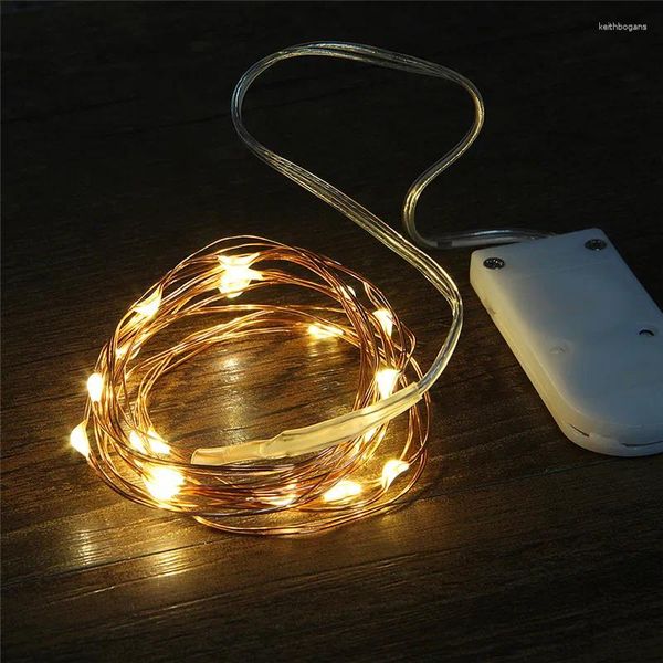 Saiten Kupfer Led Lichterkette 1M 2M LEDs CR2032 Knopfbatterie Betrieben Girlande String Licht Weihnachten Hochzeit Party Dekoration