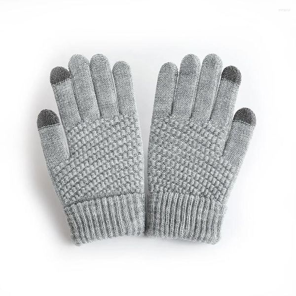 Luvas de ciclismo inverno quente tela sensível ao toque estiramento malha luvas lã dedo cheio guantes feminino crochê ao ar livre