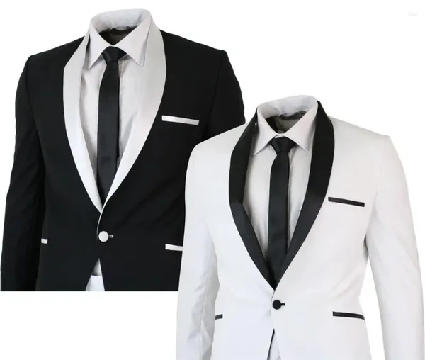 Abiti da uomo Tailor Made Nero/Bianco Uomo Matrimonio Slim Fit Sposo Prom Party Blazer Smoking maschile 2 pezzi Giacca pantaloni per affari