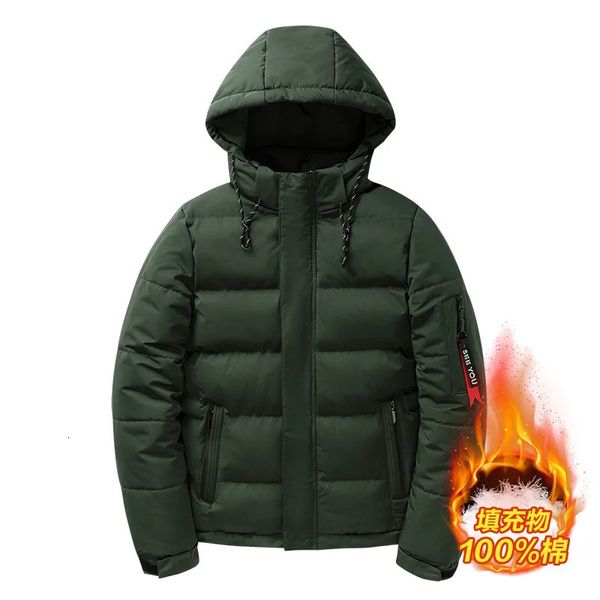 Giacche da uomo Inverno Caldo Parka spesso Uomo Capispalla antivento Giacca imbottita in cotone con cappuccio Bomber Cappotto con cerniera Nero Blu Abbigliamento uomo 231027