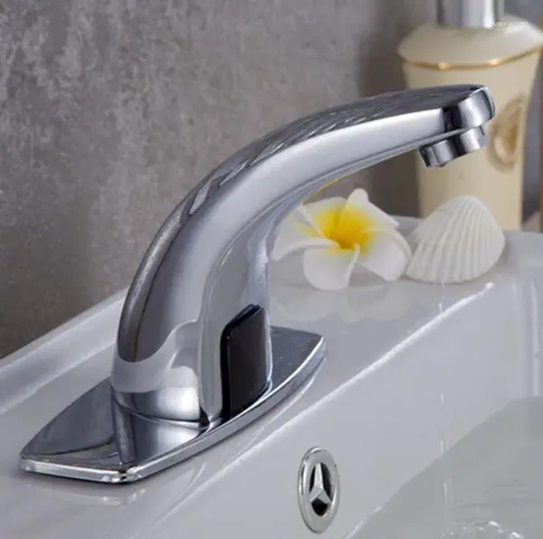 Badezimmer-Waschtischarmaturen, Einzelloch, Waschbecken, Sense-Wasserhahn, Messing, Infrarot, verchromt, WC, Kupfer, automatisch