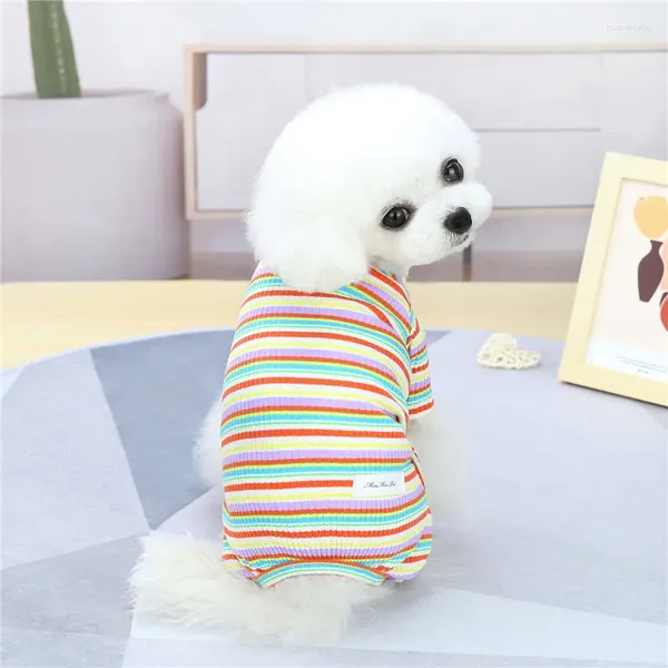 Cão vestuário listra roupas para animais de estimação para cães camisas primavera macacões filhote de cachorro roupas camisola chihuahua yourkshire traje