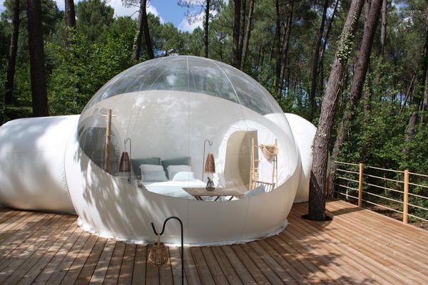 Tendas e abrigos Top Quality Inflável Tenda Iglu 4m 5m Quarto Duplo El Jardim Ao Ar Livre com Banheiro Clear Bubble Tree Dome House Fan