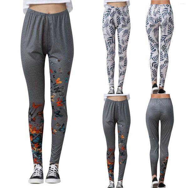 Pantaloni attivi stampano a banda femminile leggings pantaloni yoga che gestisce pista floreale per jogging di allenamento stampato elastico